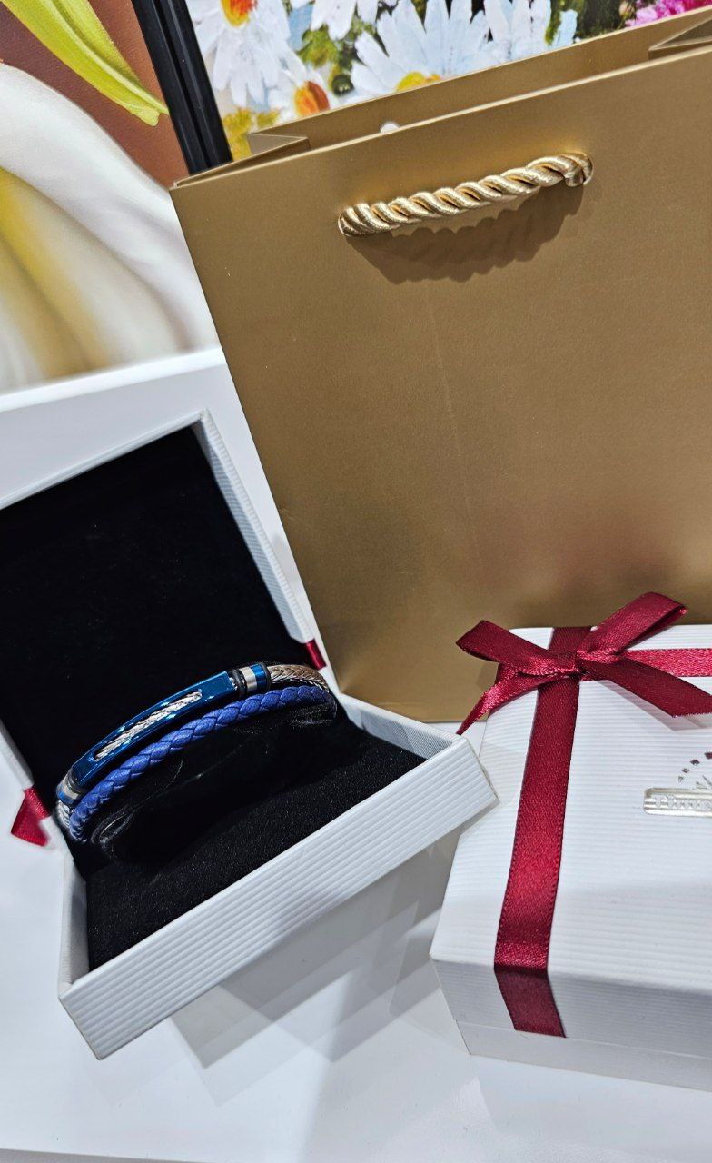 Bracelet homme cuir/ acier