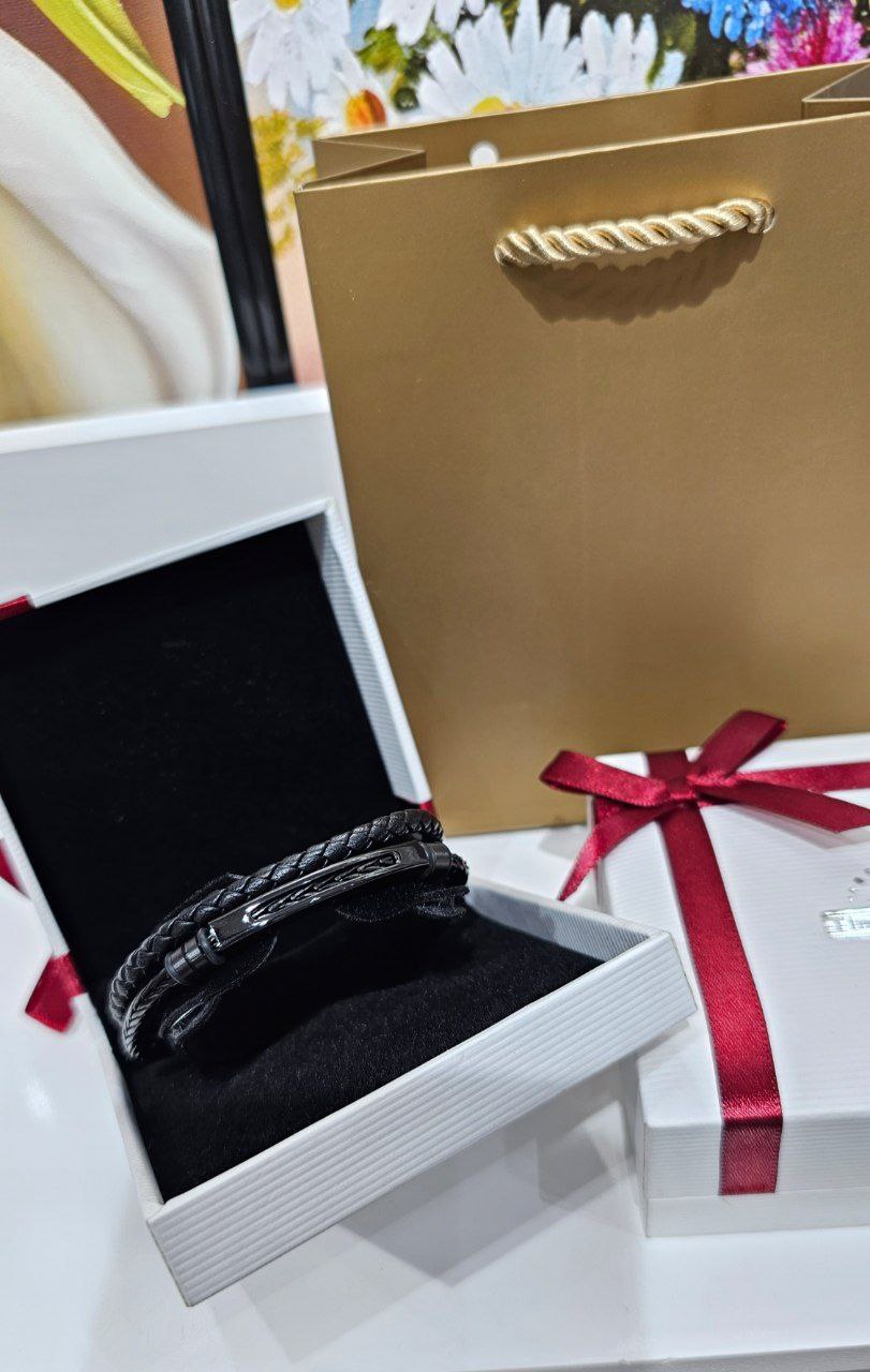 Bracelet homme cuir/ acier