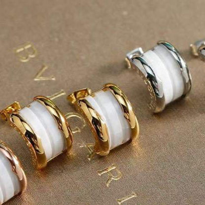 Boucles d'oreilles acier BVLGARI céramique