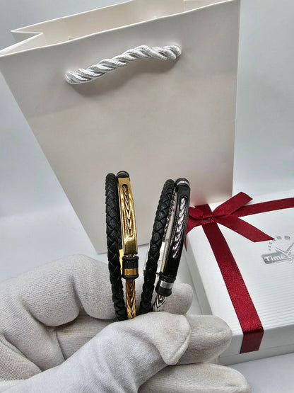 Bracelet homme cuir / acier