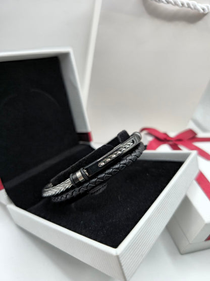 Bracelet homme cuir / acier