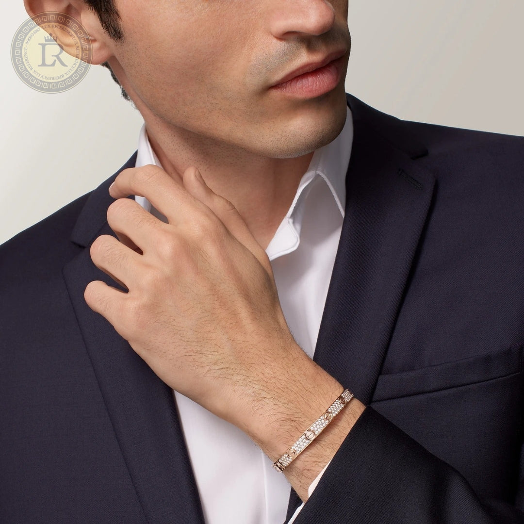 Bracelet Cartier LOVE pavé, Or rose, diamants