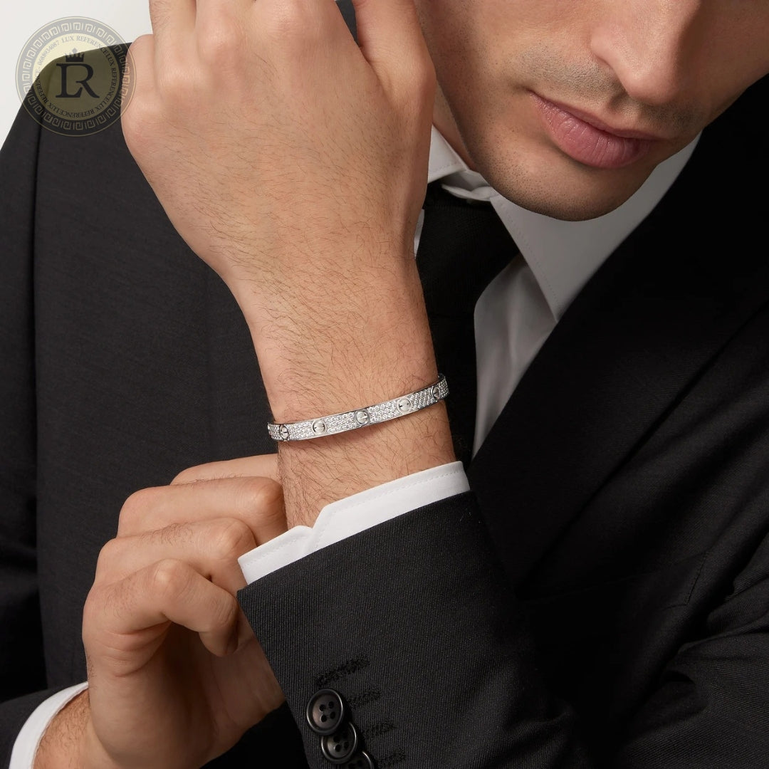 Bracelet Cartier LOVE pavé, Or gris, diamants