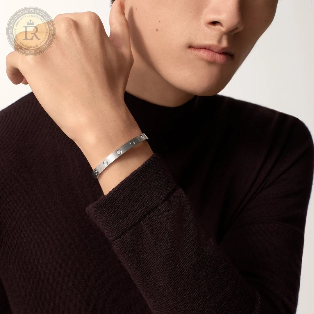 Bracelet Cartier LOVE, or gris, 4 diamants