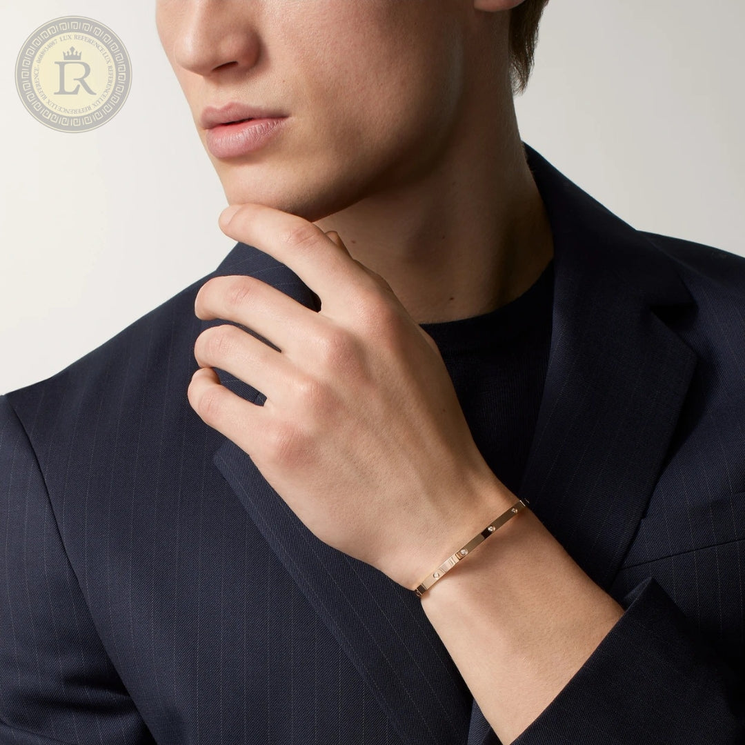 Bracelet Cartier LOVE, petit modele or rose, diamants