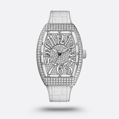 Franck Muller Cintrée Curvex Édition Blanche Sertie de Diamants