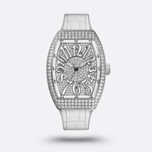 Franck Muller Cintrée Curvex Édition Blanche Sertie de Diamants