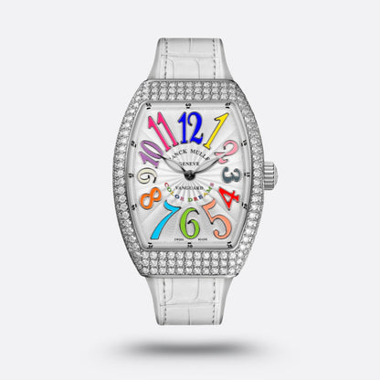 Franck Muller Cintrée Curvex Rêves en Couleurs Édition Full Diamants Blanche