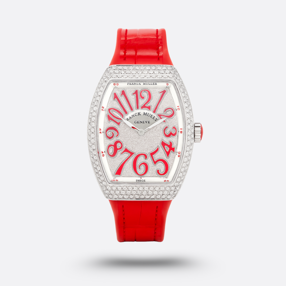 Franck Muller Cintrée Curvex Édition Rouge Sertie de Diamants