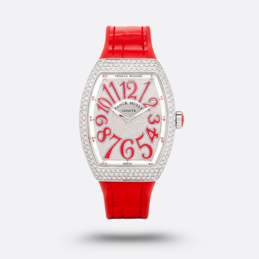 Franck Muller Cintrée Curvex Édition Rouge Sertie de Diamants