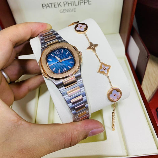 Montre Patek 2 Tone Fond Bleu Pour femme