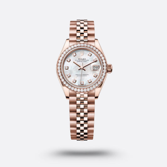 Rolex Lady-Datejust, Nacre Blanche, serti de diamants, or everose et diamants