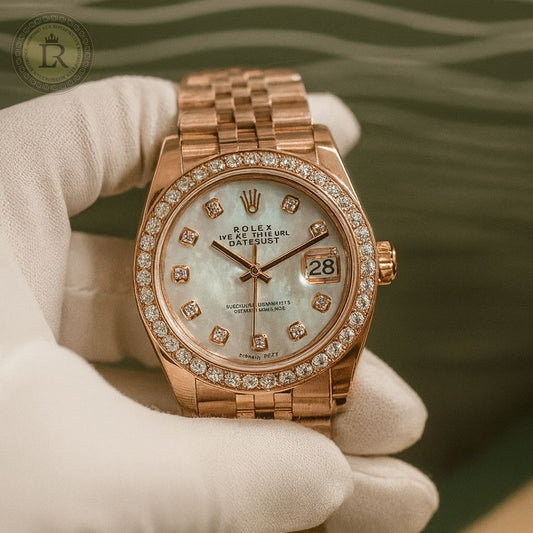 Rolex Lady-Datejust, Nacre Blanche, serti de diamants, or everose et diamants
