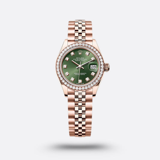Rolex Lady-Datejust, Vert Olive, serti de diamants, or everose et diamants