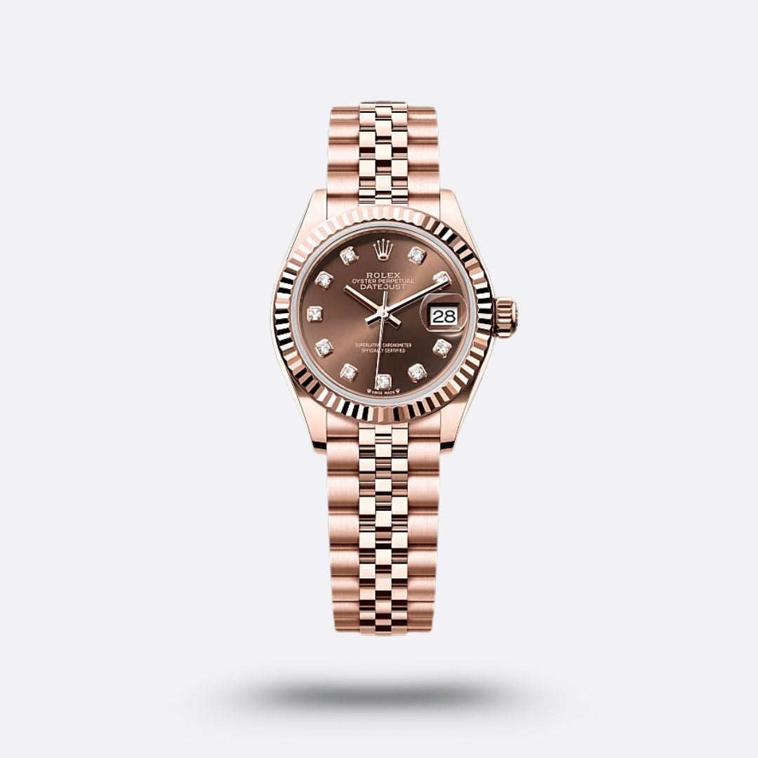Rolex Lady-Datejust, chocolat, serti de diamants